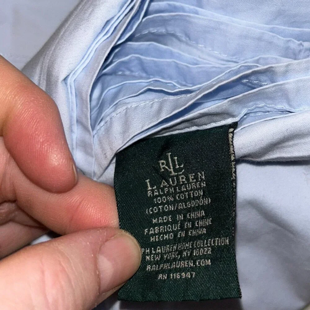 Ralph Lauren pale pale chambray blue 100% cotton TWIN flat and fitted sheet 2pc